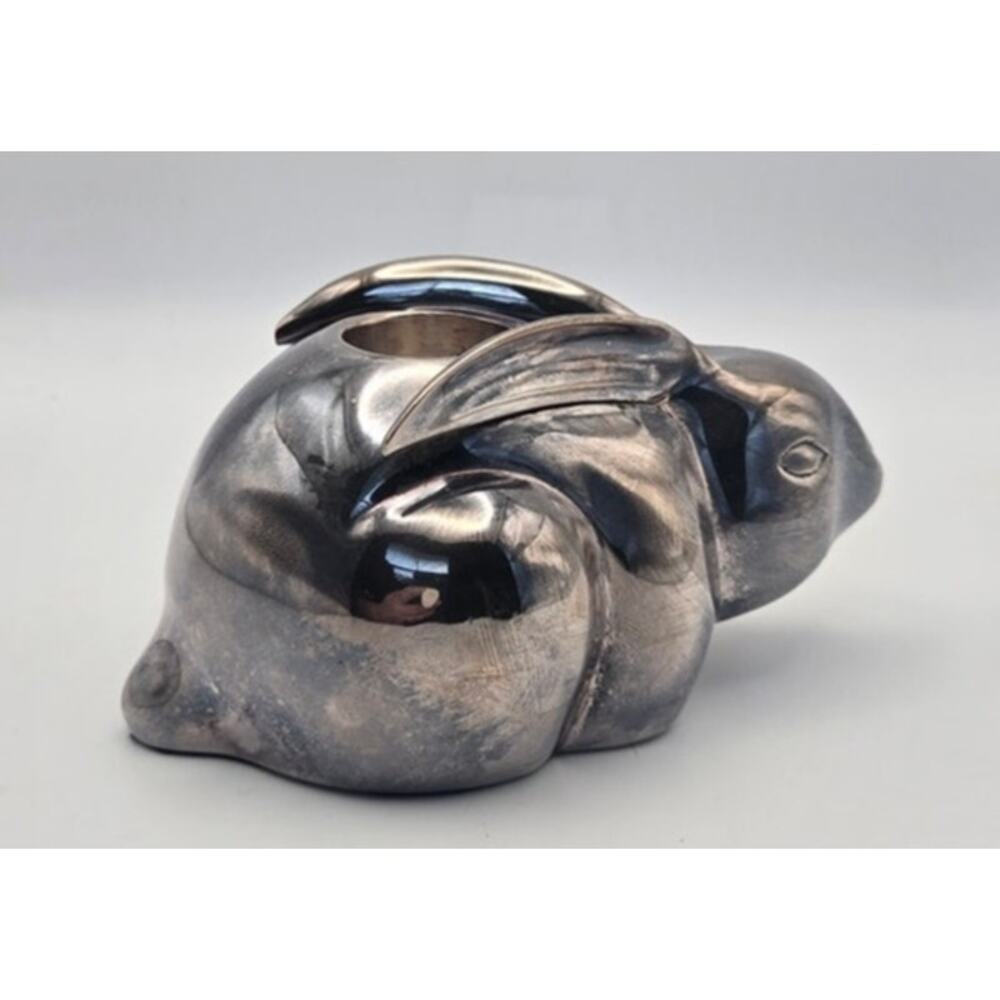 Pottery Barn  Silver Plated Rabbit Taper Candle Holder